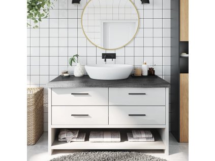 vidaXL Koupelnová deska tmavě hnědá 100x60x(2-6) cm ošetřený masiv