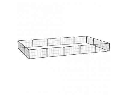 vidaXL 16panelová ohrádka pro psy černá 100 x 50 cm práškovaná ocel