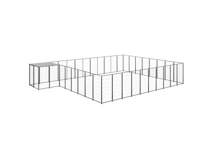 vidaXL Psí kotec černý 25,41 m² ocel