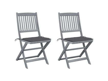 vidaXL Skládací zahradní židle s poduškami 2 ks masivní akáciové dřevo