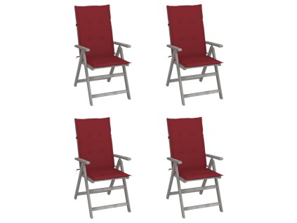 vidaXL Zahradní polohovací židle s poduškami 4 ks masivní akácie