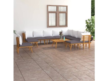 vidaXL 12dílná zahradní sedací souprava s poduškami masivní akácie