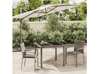 vidaXL 3dílný zahradní jídelní set s poduškami šedý polyratan