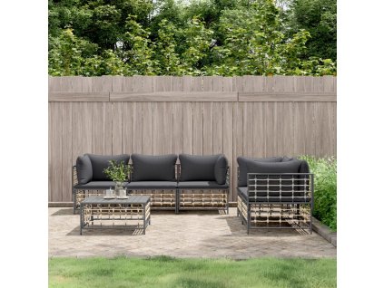 vidaXL 6dílná zahradní sedací souprava s poduškami antracit polyratan