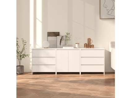 vidaXL 3dílný příborník bílý kompozitní dřevo