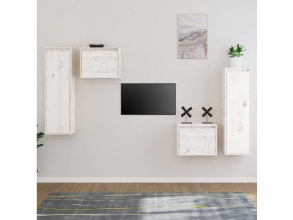 vidaXL TV skříňky 4 ks bílé masivní borové dřevo