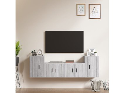 vidaXL 4dílný set TV skříněk šedý sonoma kompozitní dřevo