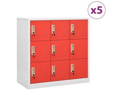 vidaXL Uzamykatelné skříně 5 ks světle šedé a červené 90x45x92,5 cm