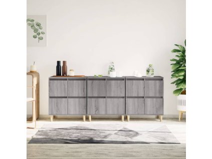 vidaXL Příborníky 3 ks šedé sonoma 60 x 35 x 70 cm kompozitní dřevo