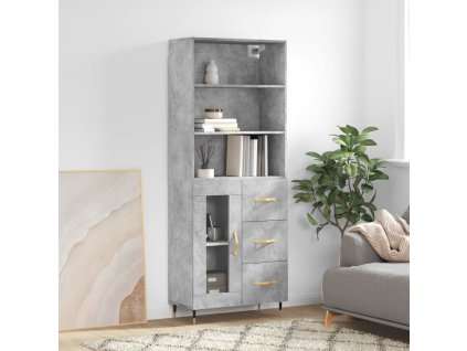 vidaXL Skříň highboard betonově šedá 69,5x34x180 cm kompozitní dřevo