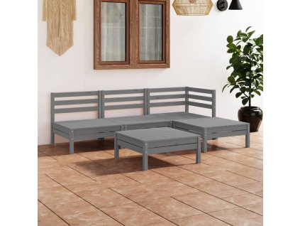 vidaXL 5dílná zahradní sedací souprava masivní borovice šedá