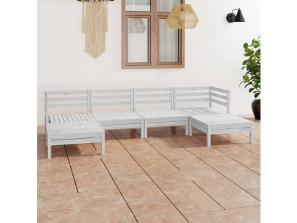vidaXL 6dílná zahradní sedací souprava bílá masivní borovice