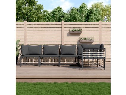 vidaXL 5dílná zahradní sedací souprava s poduškami antracit polyratan