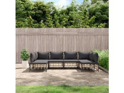 vidaXL 6dílná zahradní sedací souprava s poduškami antracit polyratan