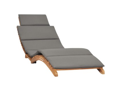 vidaXL Skládací zahradní lehátko tmavě šedé podušky masivní teak