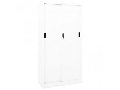 vidaXL Kancelářská skříň s posuvnými dveřmi bílá 90 x 40 x 180 cm ocel