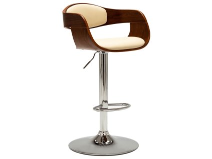 vidaXL Barová židle krémová ohýbané dřevo a umělá kůže