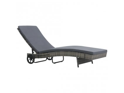 vidaXL Zahradní lehátko s kolečky a poduškou polyratan antracitové