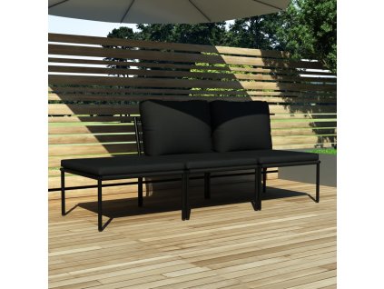 vidaXL 3dílná zahradní sedací souprava s poduškami černá PVC