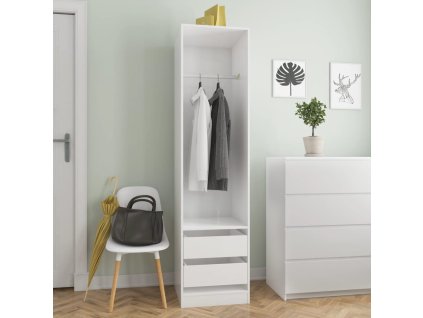 vidaXL Šatní skříň se zásuvkami bílá lesklá 50 x 50 x 200 cm kompozit