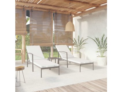 vidaXL Zahradní lehátka 2 ks se stolkem polyratan černá