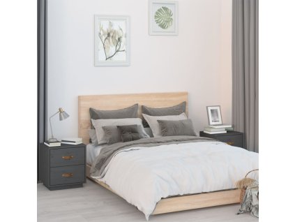 vidaXL Noční stolky 2 ks šedé 40 x 34 x 45 cm masivní borové dřevo