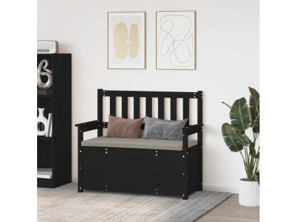 vidaXL Lavice černá 112,5 x 51,5 x 96,5 cm masivní borovice