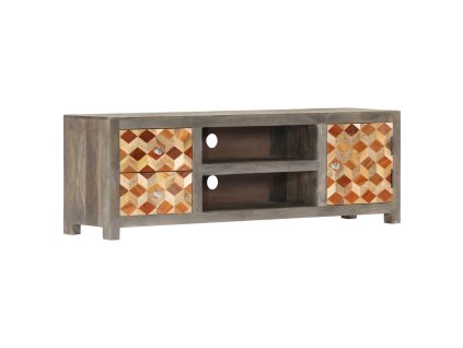 vidaXL TV stolek šedý 120 x 30 x 40 cm masivní mangovníkové dřevo