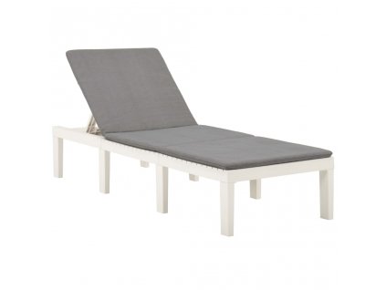 vidaXL Zahradní lehátko s poduškou plast bílé