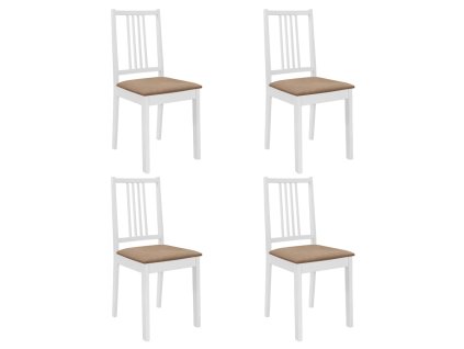 vidaXL Jídelní židle s poduškami 4 ks bílé masivní dřevo