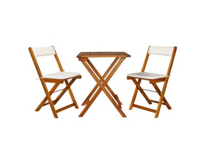 vidaXL 3dílný skládací bistro set s poduškami masivní akáciové dřevo
