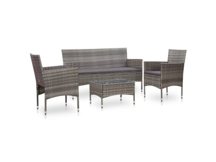 vidaXL 4dílná zahradní sedací souprava s poduškami polyratan šedá