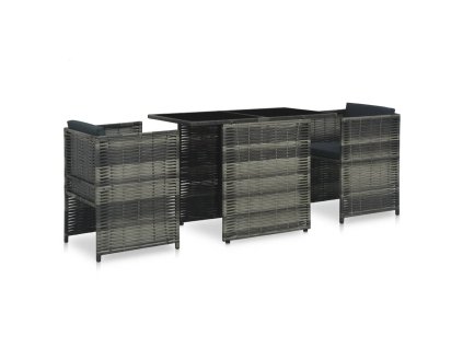 vidaXL 3dílný bistro set s poduškami polyratan šedý