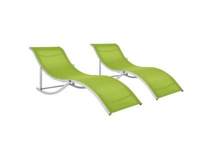 vidaXL Skládací zahradní lehátka 2 ks zelená textilen