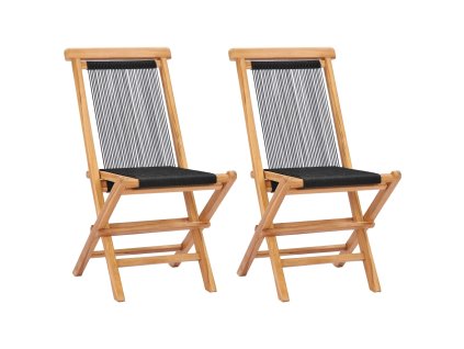 vidaXL Skládací zahradní židle 2 ks masivní teakové dřevo a provázky