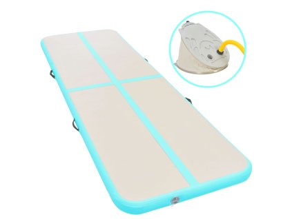 vidaXL Nafukovací cvičební podložka s pumpou 600x100x10 cm PVC zelená