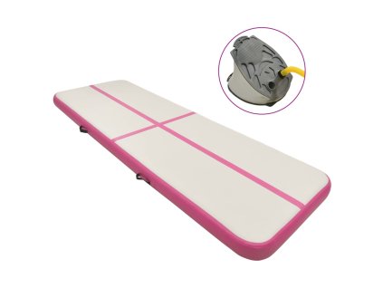 vidaXL Nafukovací žíněnka s pumpou 400 x 100 x 20 cm PVC růžová
