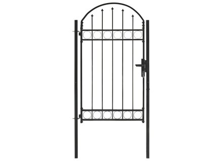 vidaXL Plotová branka s klenutým vrškem ocelová 104 x 175 cm černá