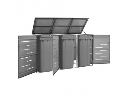 vidaXL Přístřešek na tři popelnice 207 x 77,5 x 112,5 cm nerezová ocel