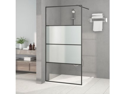 vidaXL Sprchová zástěna walk-in černá 100x195 cm napůl mléčné ESG sklo