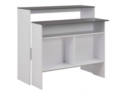 vidaXL Barový stůl se 2 stolními deskami bílý a šedý 130 x 40 x 120 cm