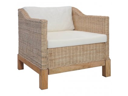 vidaXL Křeslo s poduškami přírodní ratan