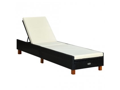 vidaXL Zahradní lehátko s poduškou polyratan černé