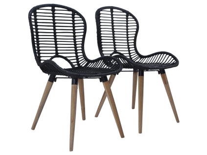 vidaXL Jídelní židle 2 ks černé přírodní ratan