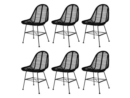 vidaXL Jídelní židle 6 ks černé přírodní ratan