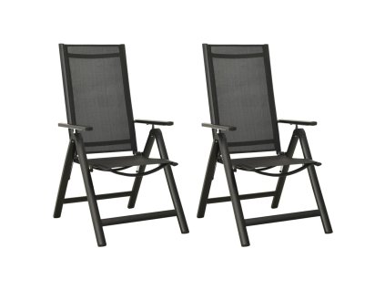 vidaXL Skládací zahradní židle 2 ks textilen a hliník černé