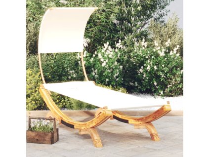 vidaXL Zahradní lehátko a stříška 100x200x126 cm ohýbané dřevo krémové