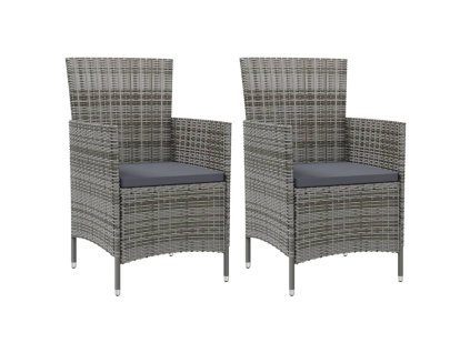 vidaXL Zahradní židle s poduškami 2 ks polyratan šedé