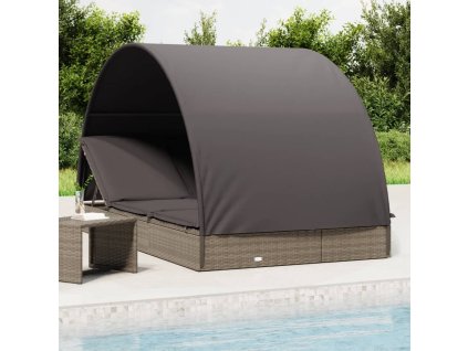 vidaXL Lehátko s kulatou střechou pro 2 šedé 211x112x140 cm polyratan