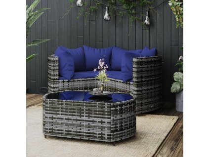 vidaXL 4dílná zahradní sedací souprava s poduškami šedá polyratan